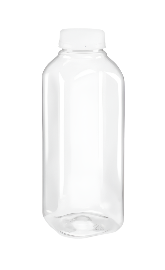 16oz Juice Bottle PET Clear Square 144/CS