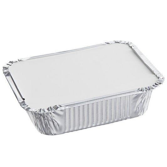 1lb Oblong Aluminum Small Container with Board Lid 50/Pack