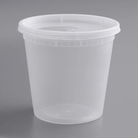 24oz Heavy Duty Plastic Deli Soup Cup Container + Lid 240/CS