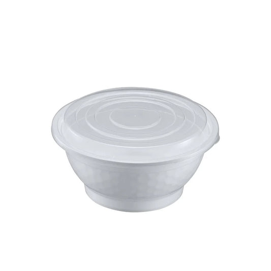 36oz White Round Bowl w Clear Lid 150pcs