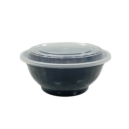 36oz Black Round Bowl With Clear Lid 150pcs