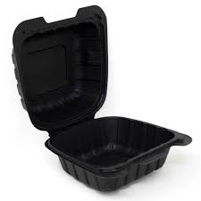 6" x 6" Hinged MFPP Container Black 250/Case